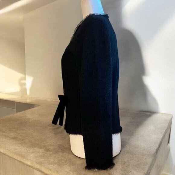 NEW ANTHRO x Kenji Wool Tulle Eyelet Velvet Tie Belted Tailored Jacket Black… - Picture 2 of 16